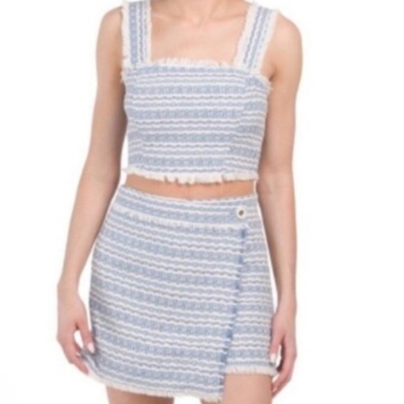 House of Harlow 1960 Tweed Light Blue and White Skort Set - Picture 1 of 11